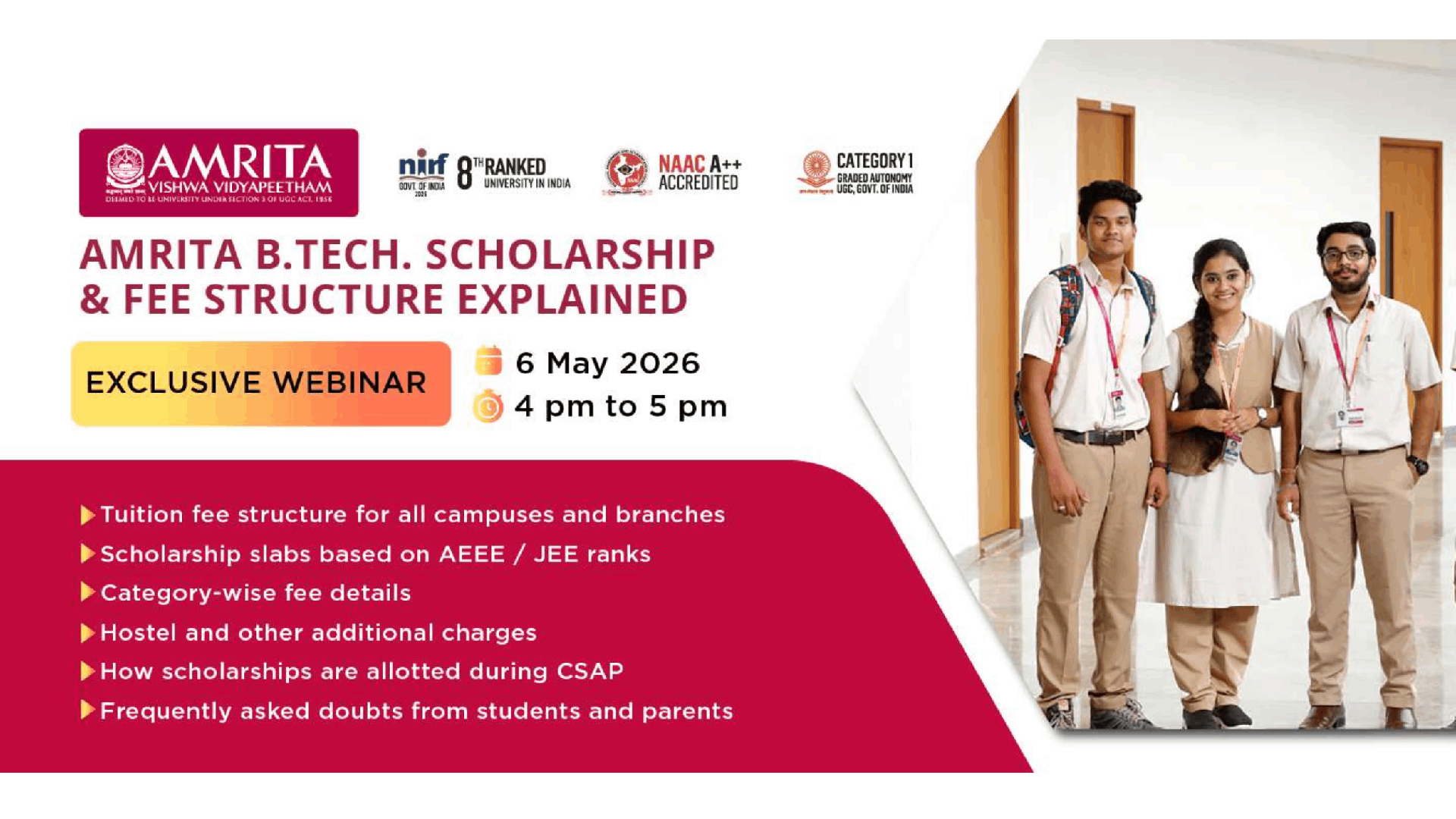 Amrita B.Tech Scholarship & Fee Structure Explained